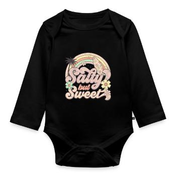 Salé mais sucré - Design d’été rétro - Body Bébé bio manches longues - noir - Devant