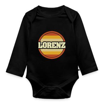 Lorenz as a given name - Organic Longsleeve Baby Bodysuit - black - Front