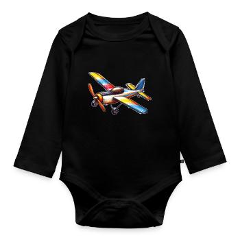 Avion - Body Bébé bio manches longues - noir - Devant