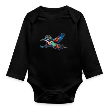 Pilote Kingfisher - Body Bébé bio manches longues - noir - Devant