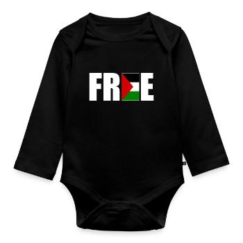 Free palestine - Body Bébé bio manches longues - noir - Devant