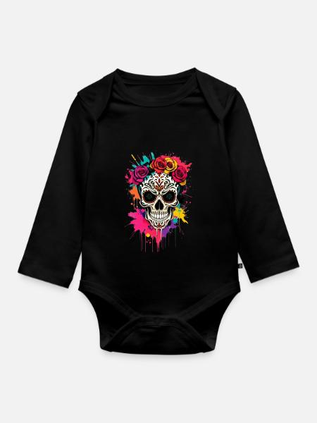 Viva Vida Skull - Baby Bio-Langarm-Body - Schwarz