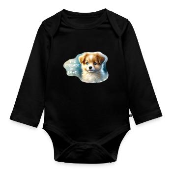 The Essence Of Love Puppy - Organic Longsleeve Baby Bodysuit - black - Front