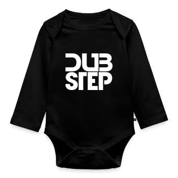 Dub Step Techno Musik Party Club Text Schriftzug - Baby Bio-Langarm-Body - Schwarz - Vorne