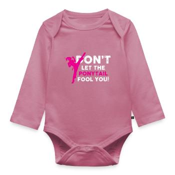 ne vous laissez pas tromper par la queue de cheval Concevez pour un kung - Body Bébé bio manches longues - mauve - Devant