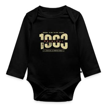 vintage 1963 / année 1963 / t-shirt 1963 - Body Bébé bio manches longues - noir - Devant