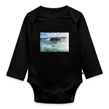 Die Skyline von Niagara City und das Panorama der Niagarafälle - Baby Bio-Langarm-Body - Schwarz - Vorne