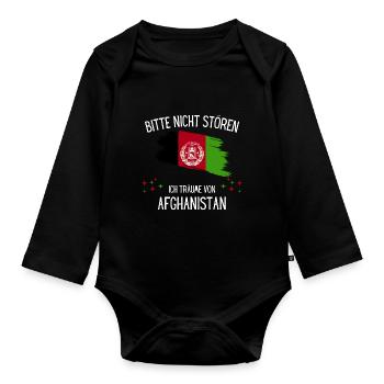 Bitte Nicht Stören Ich Träume Von Afghanistan - Baby Bio-Langarm-Body - Schwarz - Vorne