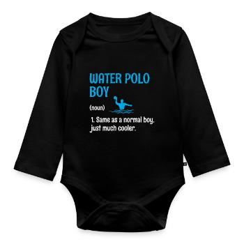 Wasserball-Junge Wie Ein Normaler Junge, Nur Viel Cool - Baby Bio-Langarm-Body - Schwarz - Vorne
