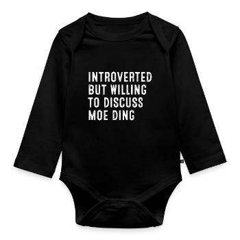 Introverted But Willing To Discuss Moo Deng Pygmy - Organic Longsleeve Baby Bodysuit - black - Front