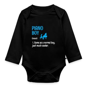 Piano Boy Wie Ein Normaler Junge, Nur viel Cooler Pi - Baby Bio-Langarm-Body - Schwarz - Vorne