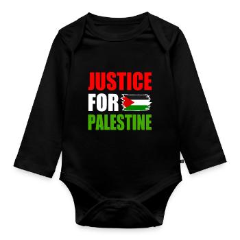 Justice for palestine - Baby Bio-Langarm-Body - Schwarz - Vorne