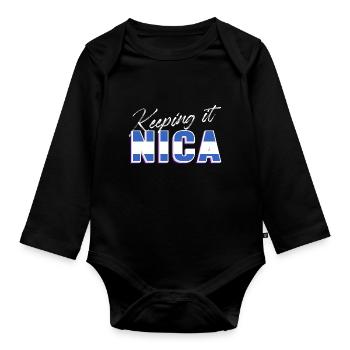 keeping it nica Design for a nicaraguan person - Organic Longsleeve Baby Bodysuit - black - Front