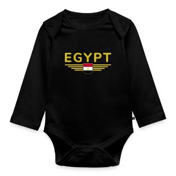 Égypte Cairo Fan Outfit T Shirt Design Mode - Body Bébé bio manches longues - noir - Devant