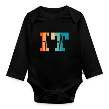 Heartbeat retro information technology - Organic Longsleeve Baby Bodysuit - black - Front