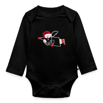 Rocher Claus - Body Bébé bio manches longues - noir - Devant