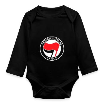 Antifaschistische Aktion - Baby Bio-Langarm-Body - Schwarz - Vorne