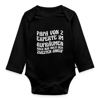 Dad of 2 children - Organic Longsleeve Baby Bodysuit - black - Front