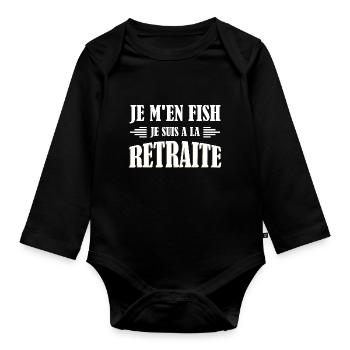 Je M'en Fish, Je suis A La Retraite - Body Bébé bio manches longues - noir - Devant