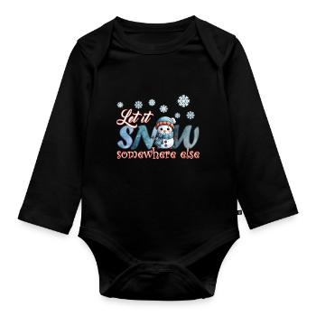 Let it snow - Organic Longsleeve Baby Bodysuit - black - Front