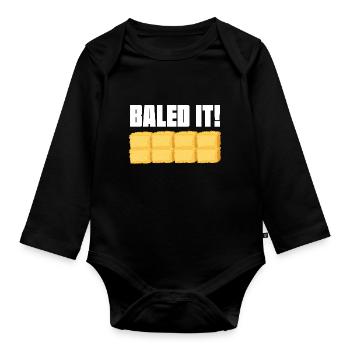 Baled It Hay Bal Farming Straw Baling - Baby Bio-Langarm-Body - Schwarz - Vorne