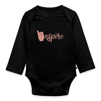 Inspire Lip Reading Sign Language Deaf ASL Teacher - Organic Longsleeve Baby Bodysuit - black - Front