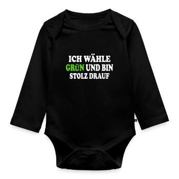 Je vote vert et j’en suis fier - Body Bébé bio manches longues - noir - Devant