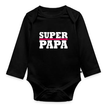 Super papa - Baby Bio-Langarm-Body - Schwarz - Vorne