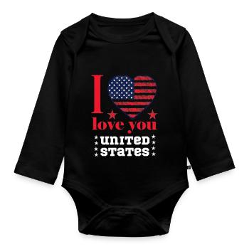 T-shirt I LOVE YOU UNITED STATES 2025 - Body Bébé bio manches longues - noir - Devant