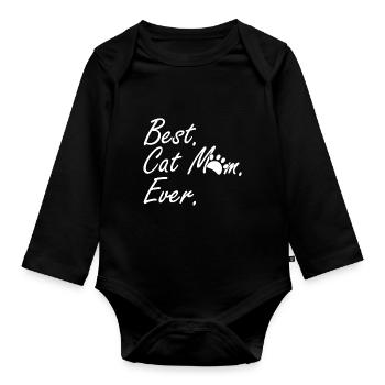 Best Cat Mom Ever - Organic Longsleeve Baby Bodysuit - black - Front