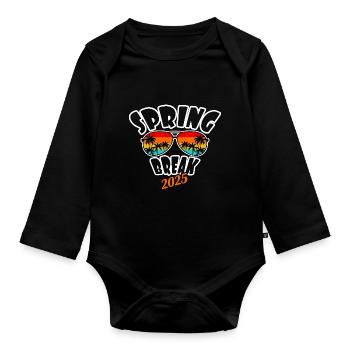 Spring Break 2025 Retro Sunset & Beach - Organic Longsleeve Baby Bodysuit - black - Front