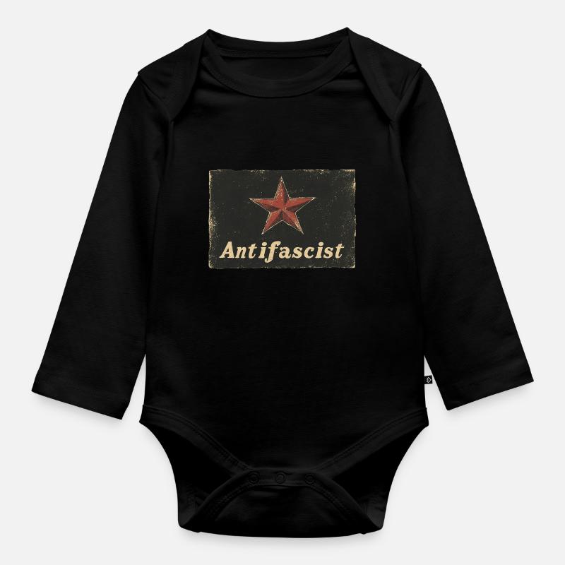Étoile rouge antifasciste - Body Bébé bio manches longues - noir