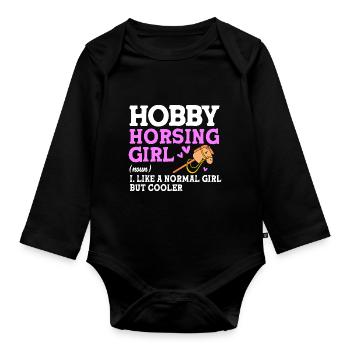 Hobby Cheval Hobby Horsing Hobbyhorsing - Body Bébé bio manches longues - noir - Devant