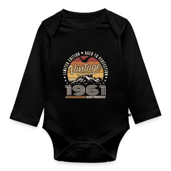 1961 Gift 64th Anniversary 1961 Vintage 1961 - Organic Longsleeve Baby Bodysuit - black - Front