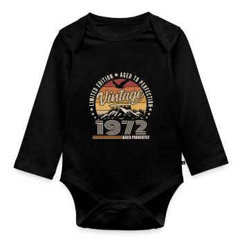 1972 53rd Anniversary Gift 1972 Vintage 1972 - Organic Longsleeve Baby Bodysuit - black - Front
