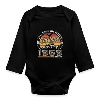 1969 Gift 56th Anniversary 1969 Vintage 1969 - Organic Longsleeve Baby Bodysuit - black - Front