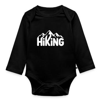 Wandern Typografie - Wandern Design - Baby Bio-Langarm-Body - Schwarz - Vorne