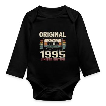 1995 Geburtstagsgeschenk 1995 Jahrgang 1995 Retro - Baby Bio-Langarm-Body - Schwarz - Vorne