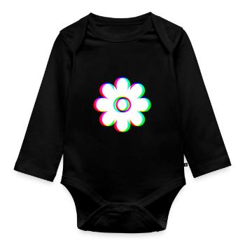 EDM Tricolore - Blossom 2 - Glitch - Style Rave - Body Bébé bio manches longues - noir - Devant