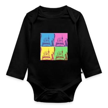 Berlin Skyline City Germany Pop Art Style - Organic Longsleeve Baby Bodysuit - black - Front