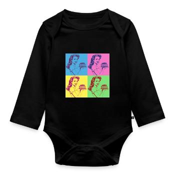 Backen Torte Backkönigin Backfee Bäckerin Pop Art - Baby Bio-Langarm-Body - Schwarz - Vorne