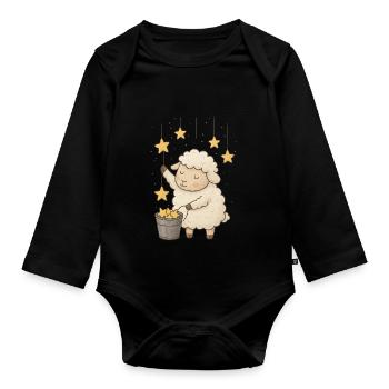 Verschiedene Babykleidung im Gute Nacht Stil - Baby Bio-Langarm-Body - Schwarz - Vorne