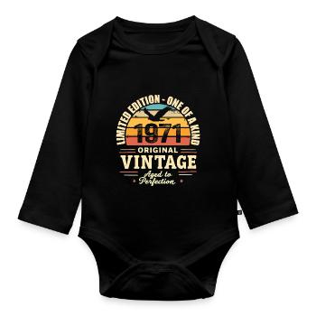 1971 Birthday Gift Vintage 1971 Retro 1971 - Organic Longsleeve Baby Bodysuit - black - Front