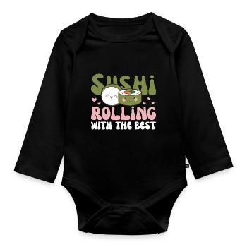 sushi rouler avec le meilleur Kawaii Sushi - Body Bébé bio manches longues - noir - Devant