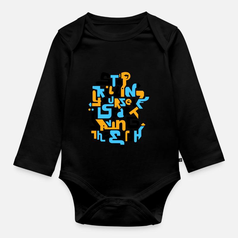 stopkillingyaself_3f - Organic Longsleeve Baby Bodysuit - black