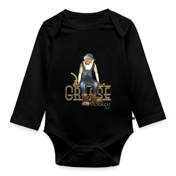 Funny Grease Monkey Mechanic - Organic Longsleeve Baby Bodysuit - black - Front