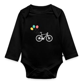 Fahrrad mit Luftballons - Baby Bio-Langarm-Body - Schwarz - Vorne