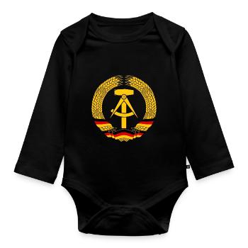 GDR Coat of Arms - Organic Longsleeve Baby Bodysuit - black - Front