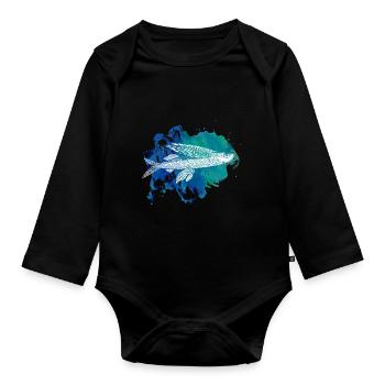 Fish fishing fisherman fishing nature animal gift - Organic Longsleeve Baby Bodysuit - black - Front