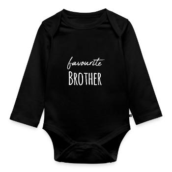 Favourite Brother Geschwister Sister / Geschenk - Baby Bio-Langarm-Body - Schwarz - Vorne
